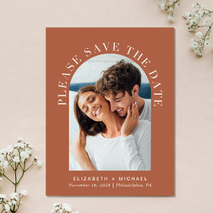 Cartão Postal De Anúncio Arch Foto QR Code Terracotta Salvar Data