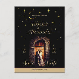 Cartão Postal De Anúncio Arco Celestial Whimsigoth Moderno Preto e Dourado