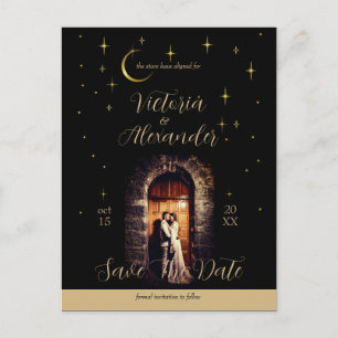 Cartão Postal De Anúncio Arco Celestial Whimsigoth Moderno Preto e Dourado