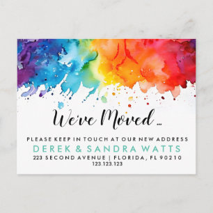 Cartão Postal De Anúncio arco-íris de cor Mudança de endereço que movemos