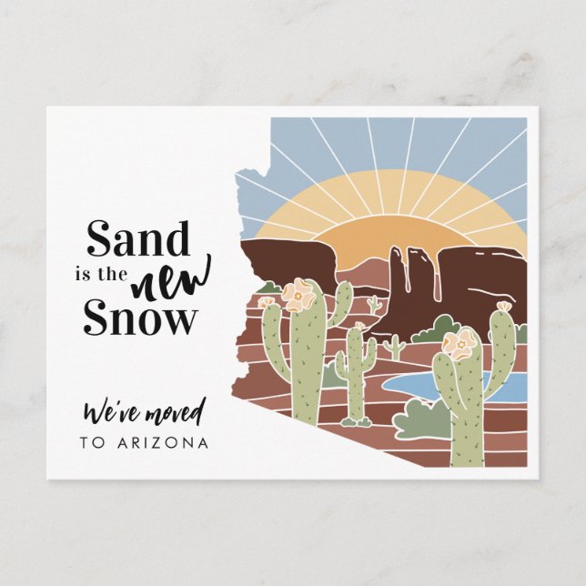 Cartão Postal De Anúncio Areia é o novo endereço da Arizona de neve (Frente)