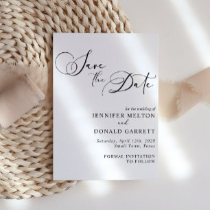 Cartão Postal De Anúncio Arranjo Simples de Script Preto Moderno Salve a Da