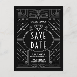 Cartão Postal De Anúncio Art Deco Vintage Black Weding The Date Cards