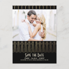 Cartão Postal De Anúncio Art Deco Vintage Preto Dourado Foto Save the Date