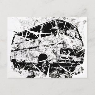 Cartão Postal De Anúncio Arte abstrata de rua urbana Van vintage quebrada