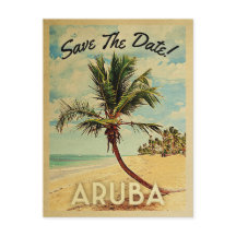 Aruba Salve A Árvore Da Palma Da Praia Da Vintage