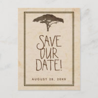 Árvore Acácia Safari Africano Vintage Salve a Data