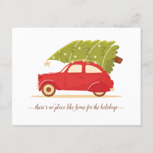 Cartão Postal De Anúncio Árvore de Natal de Carro Vermelho Novo Feriado de 