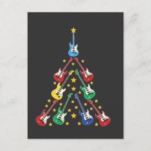 Cartão Postal De Anúncio Árvore de Natal de Guitarra Elétrica Amantes da Mú