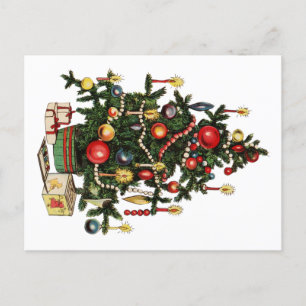 Cartão Postal De Anúncio Árvore de Natal decorada pela Vintage