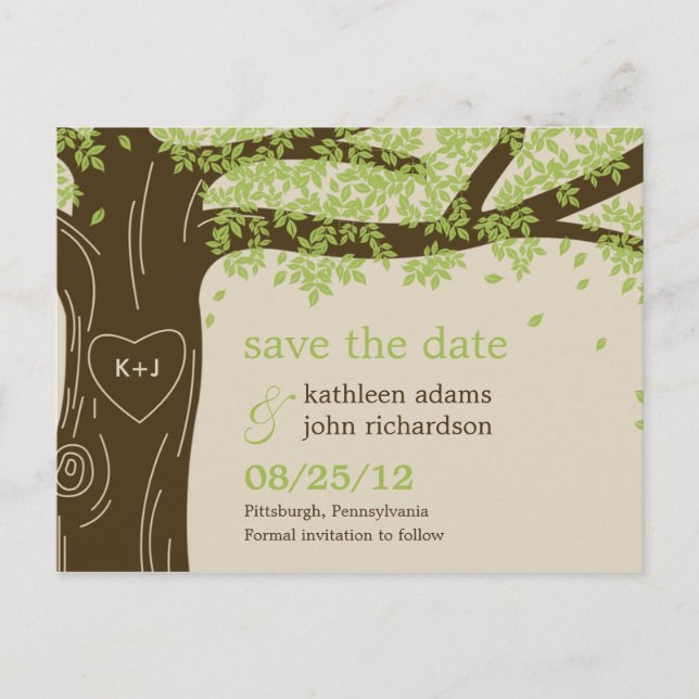 Cartão Postal De Anúncio Árvore De Oak Salve O Cartão-Postal De Data (Frente)
