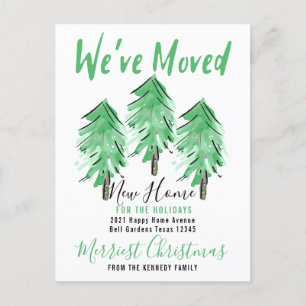 Cartão Postal De Anúncio Árvore De Pinos De Aquarela Nova Casa Para Feriado