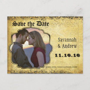 Cartão Postal De Anúncio Árvore Folha Amarela do Ouro de Foto Salve a Data