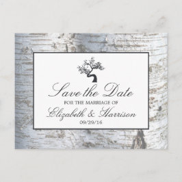Cartão Postal De Anúncio Árvore Rustic Silver Birch Salva A Data
