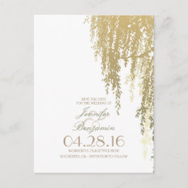 Cartão Postal De Anúncio Árvore Willow Elegant Salvar a Data