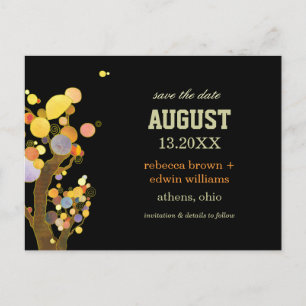 Cartão Postal De Anúncio Árvores em Estilo Art Nouveau para Casamento Save