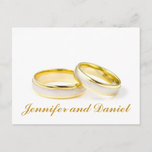 Cartão Postal De Anúncio As alianças de casamento Dourados salvar os cart