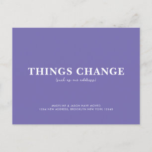 Cartão Postal De Anúncio As Coisas Roxas Minimalistas Mudam Em Movimento
