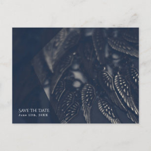 Cartão Postal De Anúncio Asas de Anjo Negro Gótico Glam Chic Salve a Data