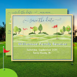 Cartão Postal De Anúncio Associação Familiar Salve Data Golf Club Código QR<br><div class="desc">Cartão de aquarela encantador anunciando a Reunião da Família com este cartão postal Salvar a Data. Informações no verso para incluir o site de reunião e o código QR do site, se desejado. Quaisquer solicitações especiais ou perguntas sobre design, basta enviar um bate-papo ou um e-mail para charmdesignstudio@rcn.com e teremos...</div>