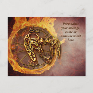 Cartão Postal De Anúncio Astrologia Aries Horoscope Citação de Mensagens 