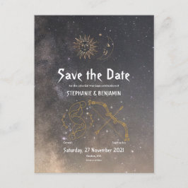 Cartão Postal De Anúncio Astrologia Celestial Gêmeos Sagitário Signo do Zod