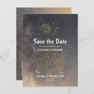 Cartão Postal De Anúncio Astrologia Celestial Gemini Scorpio - Cinza