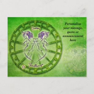 Cartão Postal De Anúncio Astrologia Gemini Horoscope Personalizar Mensagem