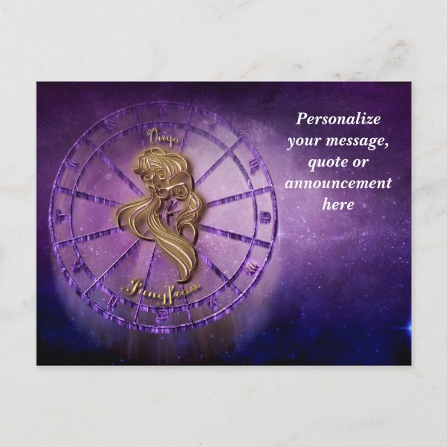 Cartão Postal De Anúncio Astrologia Virgo Horoscope Personalizar Mensagem (Frente)