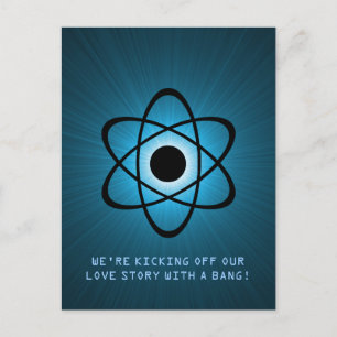 Cartão Postal De Anúncio Atomic Save the Date Postcard, Azul