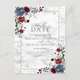 Cartão Postal De Anúncio Atraso Floral Azul Brilhante Claro A Data