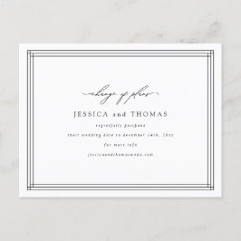 Cartão Postal De Anúncio Atraso no Casamento Chic Window Mudar a Data