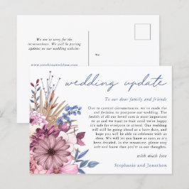 Cartão Postal De Anúncio Atualização de Adiamento de Casamento Script Moder