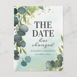 Cartão Postal De Anúncio Atualização do Casamento Eucalipto Mudar a Data