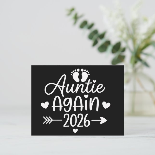 Cartão Postal De Anúncio Auntie Again 2026 Pregnancy Announcement (Em pé/Frente)