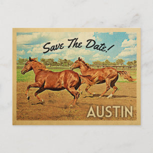 Cartão Postal De Anúncio Austin Texas Salva Os Cavalos De Data