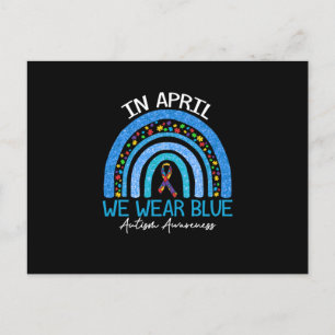 Cartão Postal De Anúncio Autismo Arco-Íris Em Abril Vestimos Autismo Azul