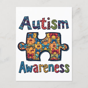 Cartão Postal De Anúncio Autismo Mamãe Quebra-cabeça Piece Coquette Arco Fr