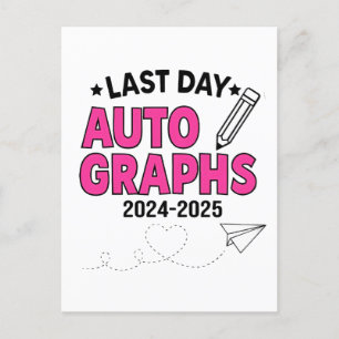 Cartão Postal De Anúncio Autografos do último dia 2024-2025 Graduação