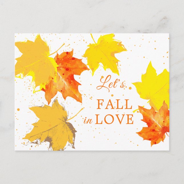 Cartão Postal De Anúncio Autumn Fall in Love Wedding (Frente)