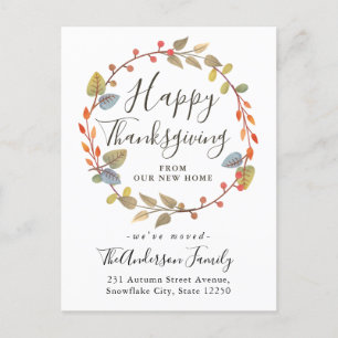 Cartão Postal De Anúncio Autumn Wreath Happy Holiday Moving