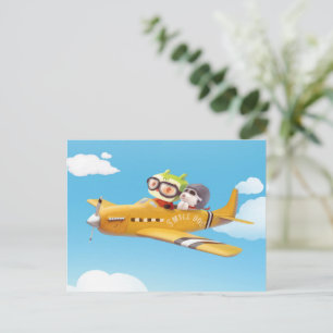 Cartão Postal De Anúncio Aventura de Voo com Cachorro