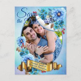 Cartão Postal De Anúncio Azul de Centáurea em Aquarela Salve a data