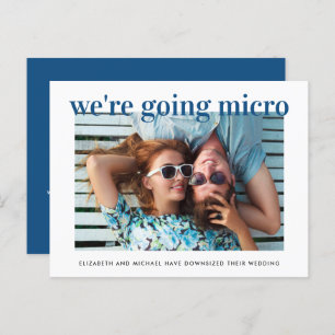 Cartão Postal De Anúncio Azul Foto do Casamento Micro Desdimensionado