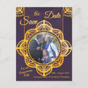 Cartão Postal De Anúncio Azul Marinho e ou Violeta com Mandalas Douradas