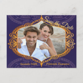 Cartão Postal De Anúncio Azul Marinho e ou Violeta com Mandalas Douradas