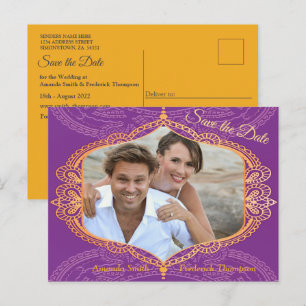 Cartão Postal De Anúncio Azul Marinho e ou Violeta com Mandalas Douradas An