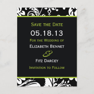 Cartão Postal De Anúncio B&G Contemporary Damask Save the Date Largo
