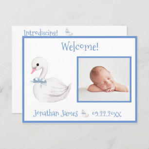 Cartão Postal De Anúncio Baby Boy Blue Photo Typografia Nome Stats de Nasci