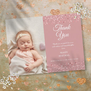 Cartão Postal De Anúncio Baby Girl Photo Love Heart Script Obrigado Birth